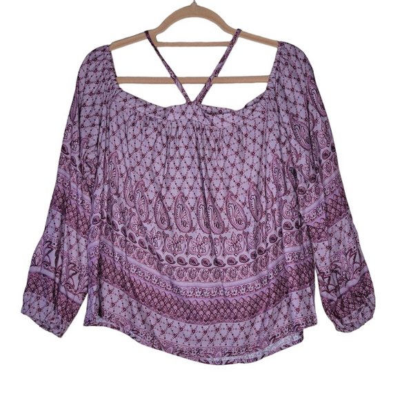 Aeropostale Tops - Aeropostale Burgundy Peasant Top Neck Strap Detail Women Sz S